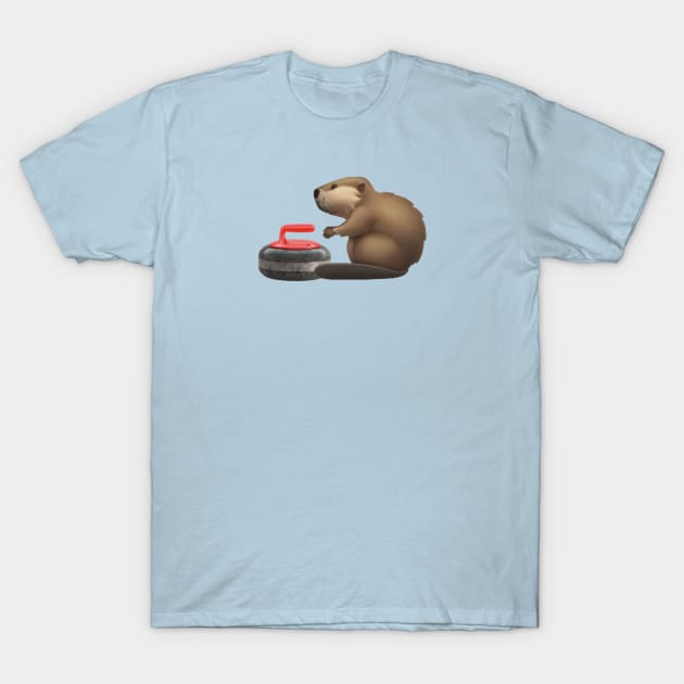 Curling Beaver T-Shirt by MooseFish Lodge